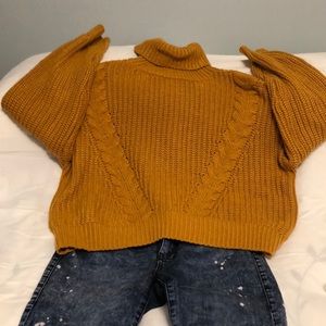 Gold acrylic knit sweater, size M by GB